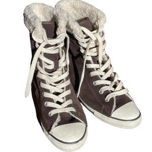 Converse Chuck Taylor All Star Wool Lined High Top Shoes Brown Womens 7
